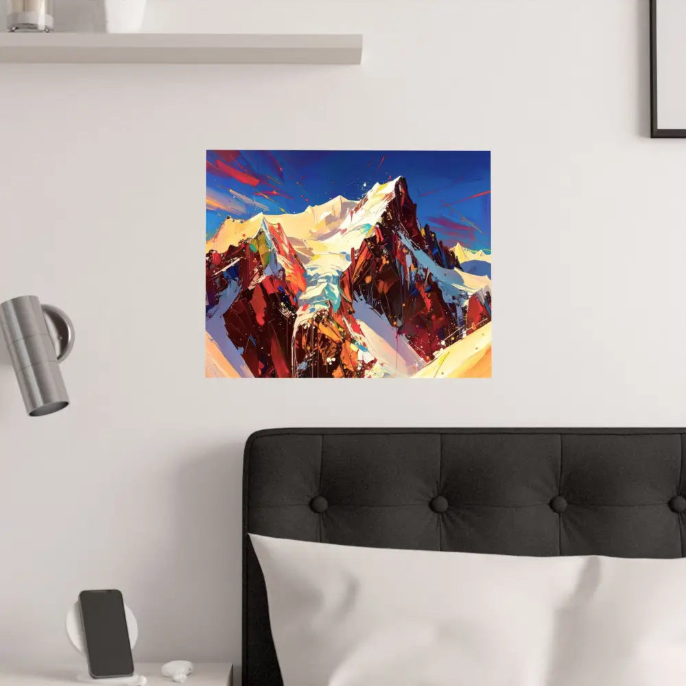 Peaks of Passion: Abstract Mountain Landscape Explosive Color Expressionism Poster Poster