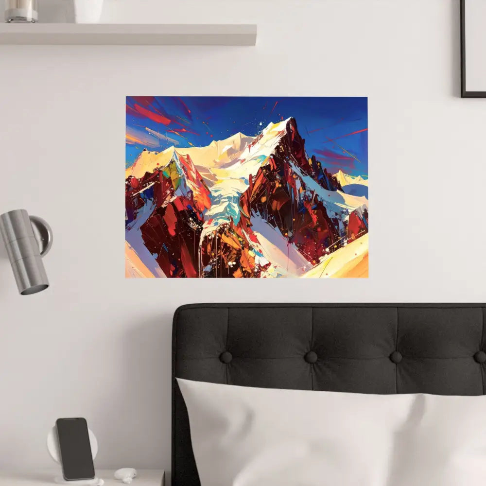 Peaks of Passion: Abstract Mountain Landscape Explosive Color Expressionism Poster Poster