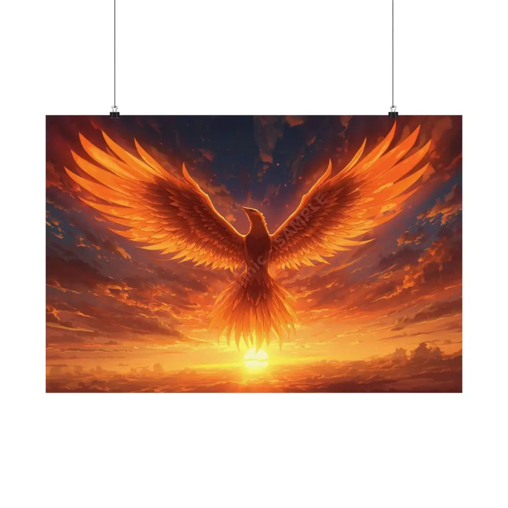 Phoenix Sky Satin Poster Majestic Fantasy Artwork Poster