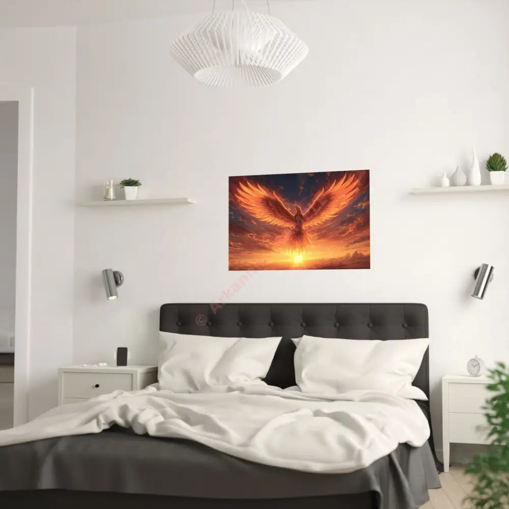 Phoenix Sky Satin Poster Majestic Fantasy Artwork Poster