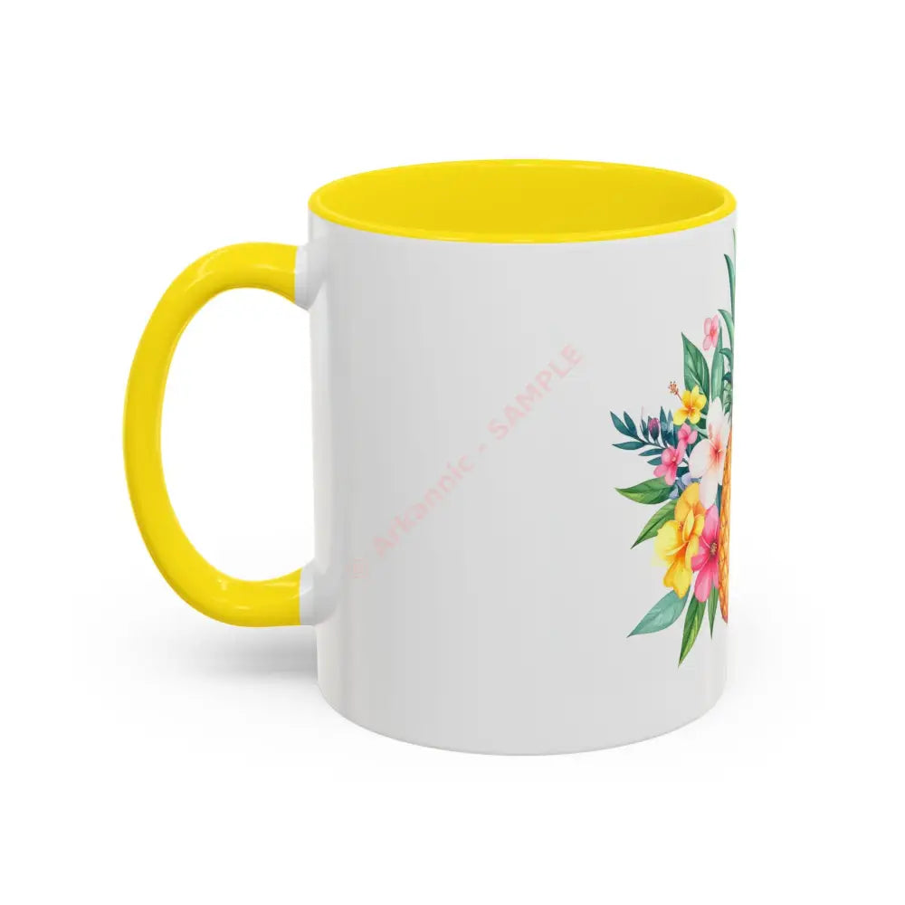 Pineapple & Tropical Flowers Coffee Mug | Bright Island Design | Fun Gift for Coffee & Tea Lovers Mug