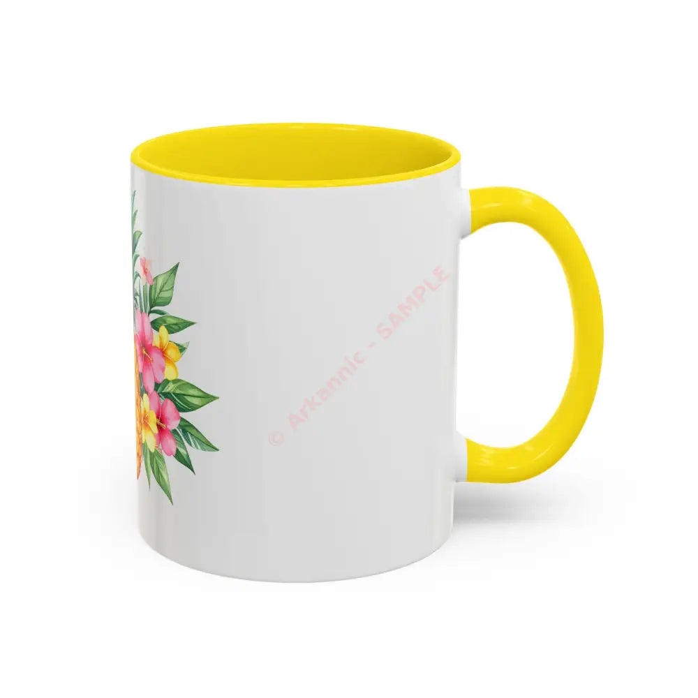 Pineapple & Tropical Flowers Coffee Mug | Bright Island Design | Fun Gift for Coffee & Tea Lovers Mug