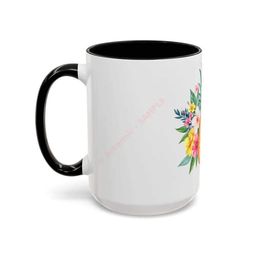 Pineapple & Tropical Flowers Coffee Mug | Bright Island Design | Fun Gift for Coffee & Tea Lovers Mug