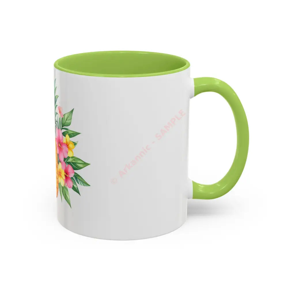 Pineapple & Tropical Flowers Coffee Mug | Bright Island Design | Fun Gift for Coffee & Tea Lovers Mug