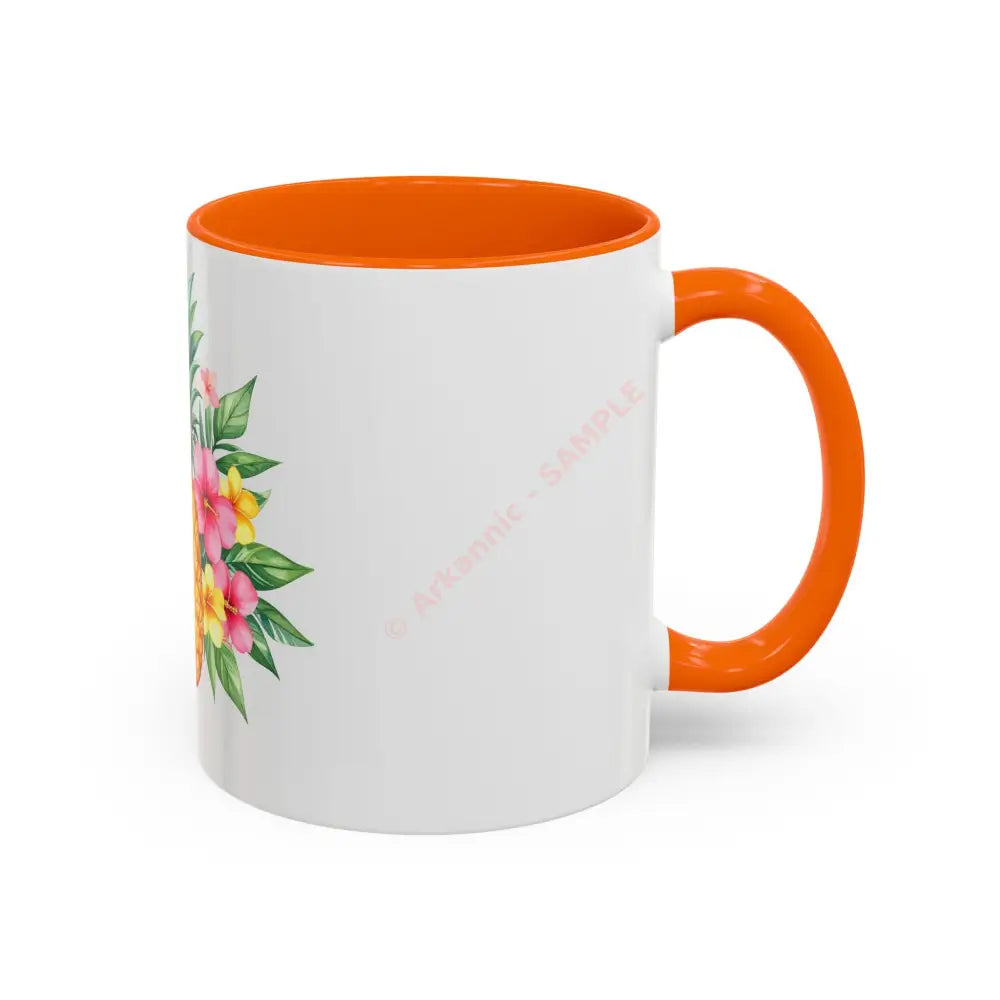 Pineapple & Tropical Flowers Coffee Mug | Bright Island Design | Fun Gift for Coffee & Tea Lovers Mug