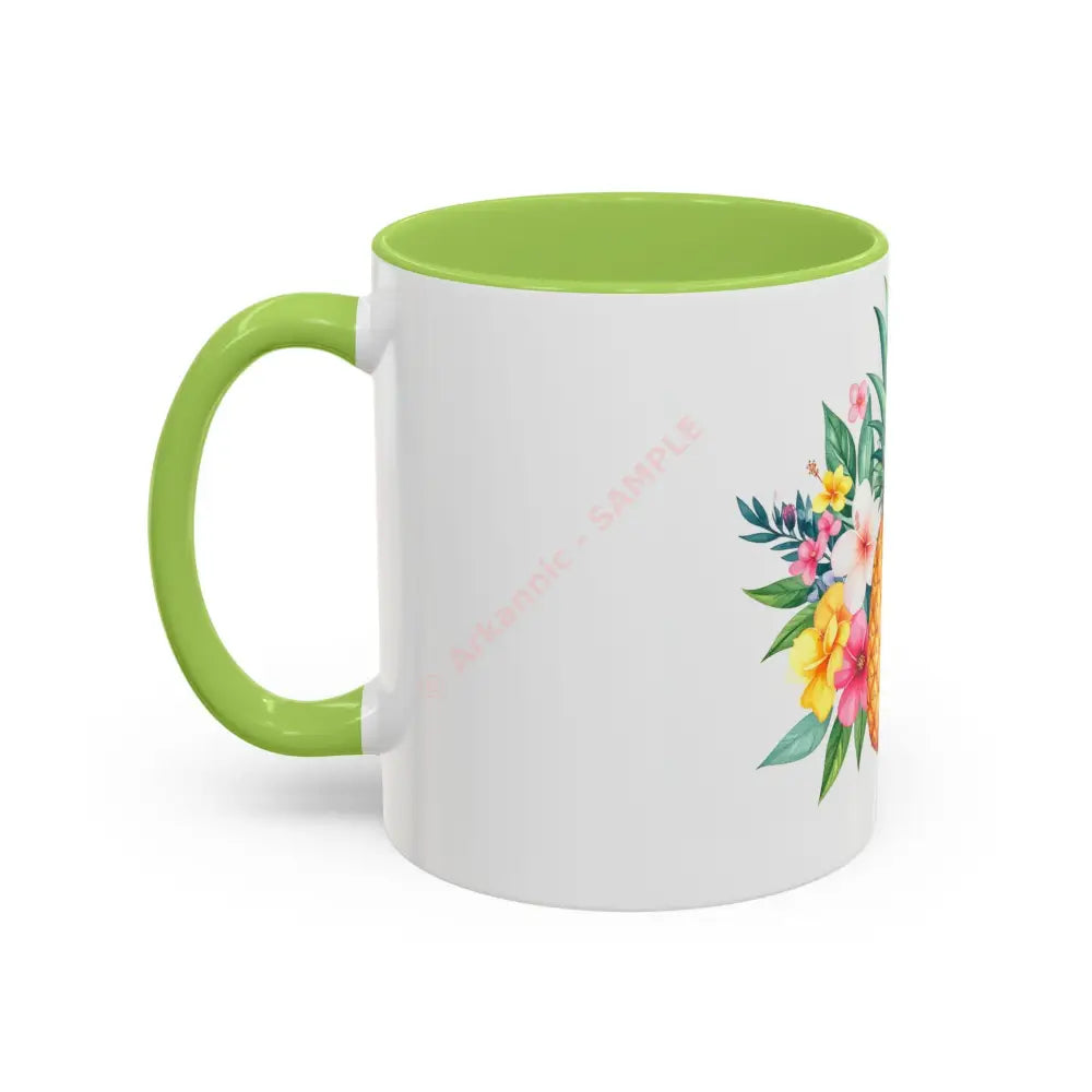 Pineapple & Tropical Flowers Coffee Mug | Bright Island Design | Fun Gift for Coffee & Tea Lovers Mug