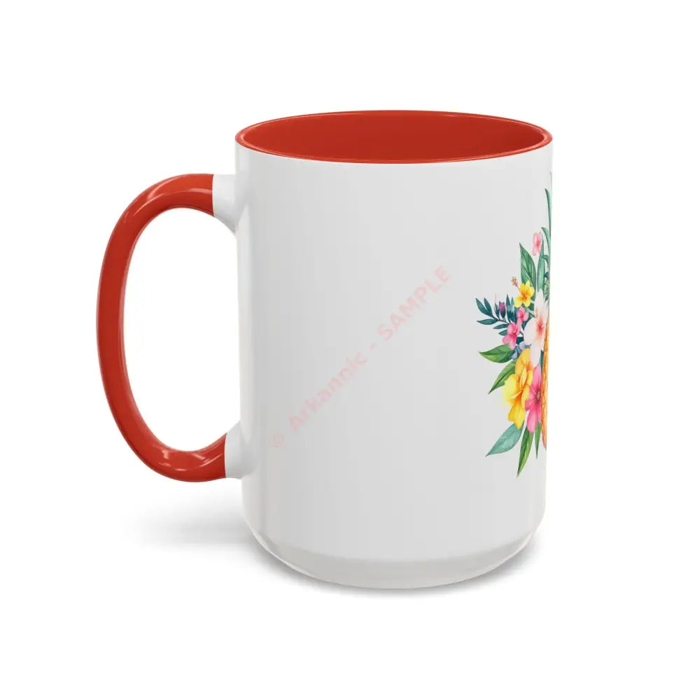 Pineapple & Tropical Flowers Coffee Mug | Bright Island Design | Fun Gift for Coffee & Tea Lovers Mug