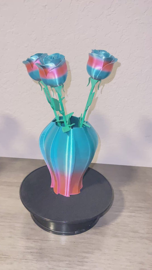 Windmill Vase Small Blue Purple Pink
