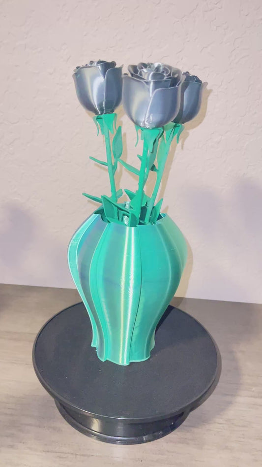 3D Printed Roses Silver Silk