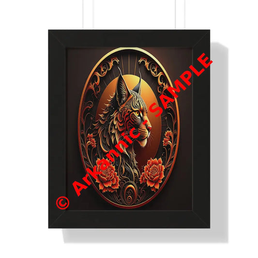 Regal Mane: Ornate Lion Portrait Tribal Digital IllustrationFramed Verticle Poster Black / 11’’ x 14’’ Poster