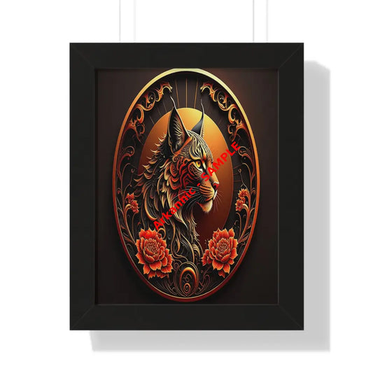 Regal Mane: Ornate Lion Portrait Tribal Digital IllustrationFramed Verticle Poster Black / 11’’ x 14’’ Poster