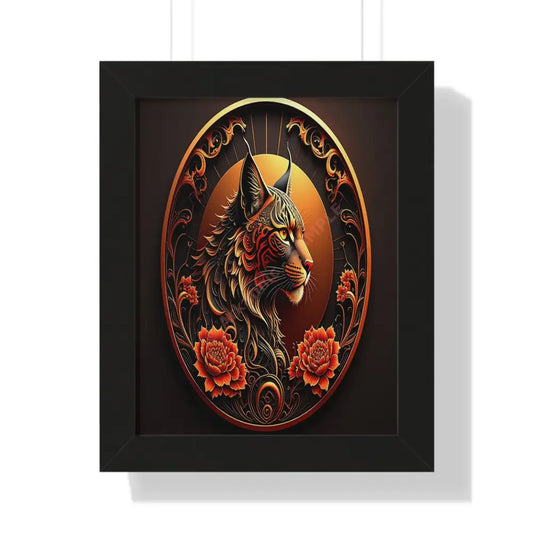 Regal Mane: Ornate Lion Portrait Tribal Digital IllustrationFramed Verticle Poster Black / 11’’ x 14’’ Poster