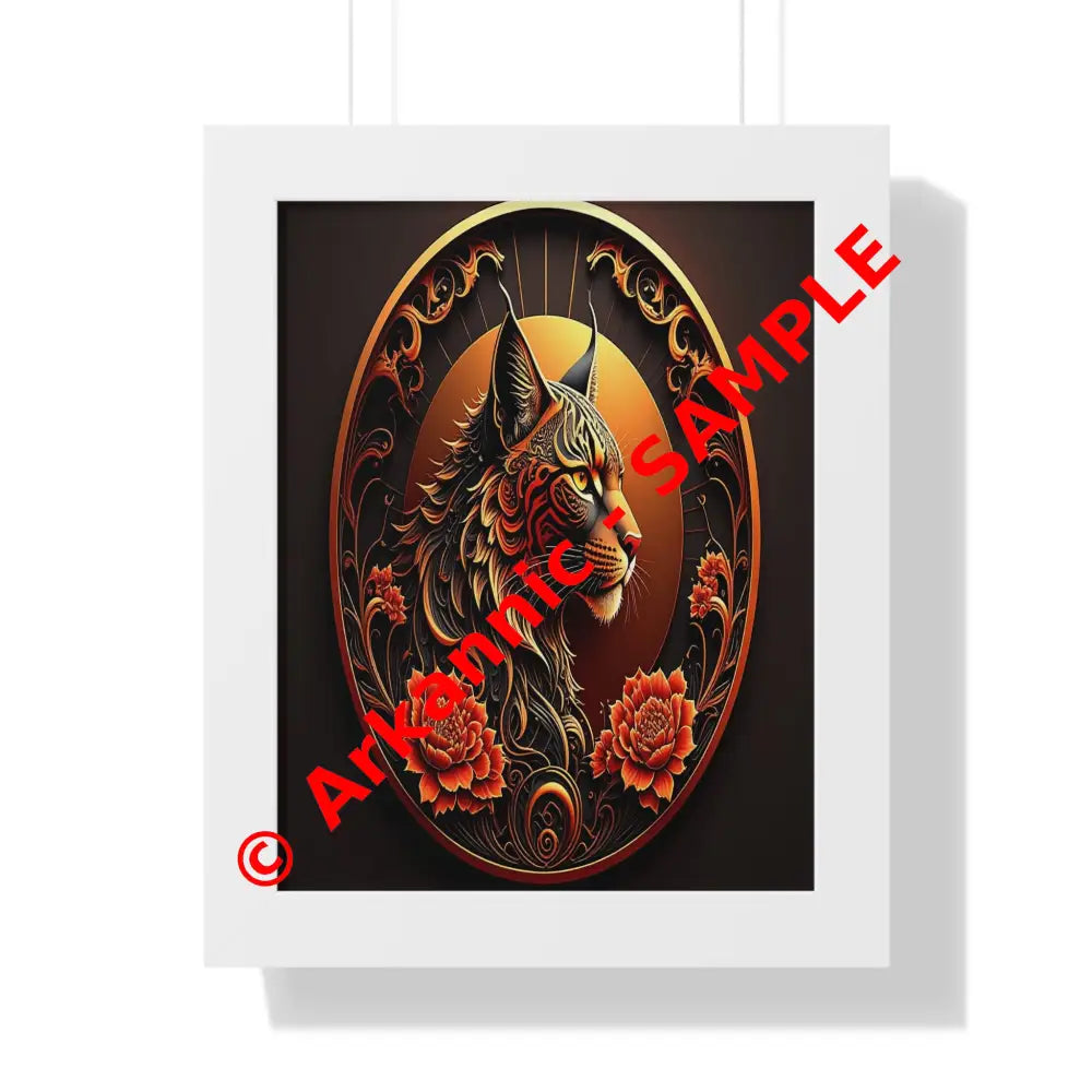 Regal Mane: Ornate Lion Portrait Tribal Digital IllustrationFramed Verticle Poster White / 11’’ x 14’’ Poster