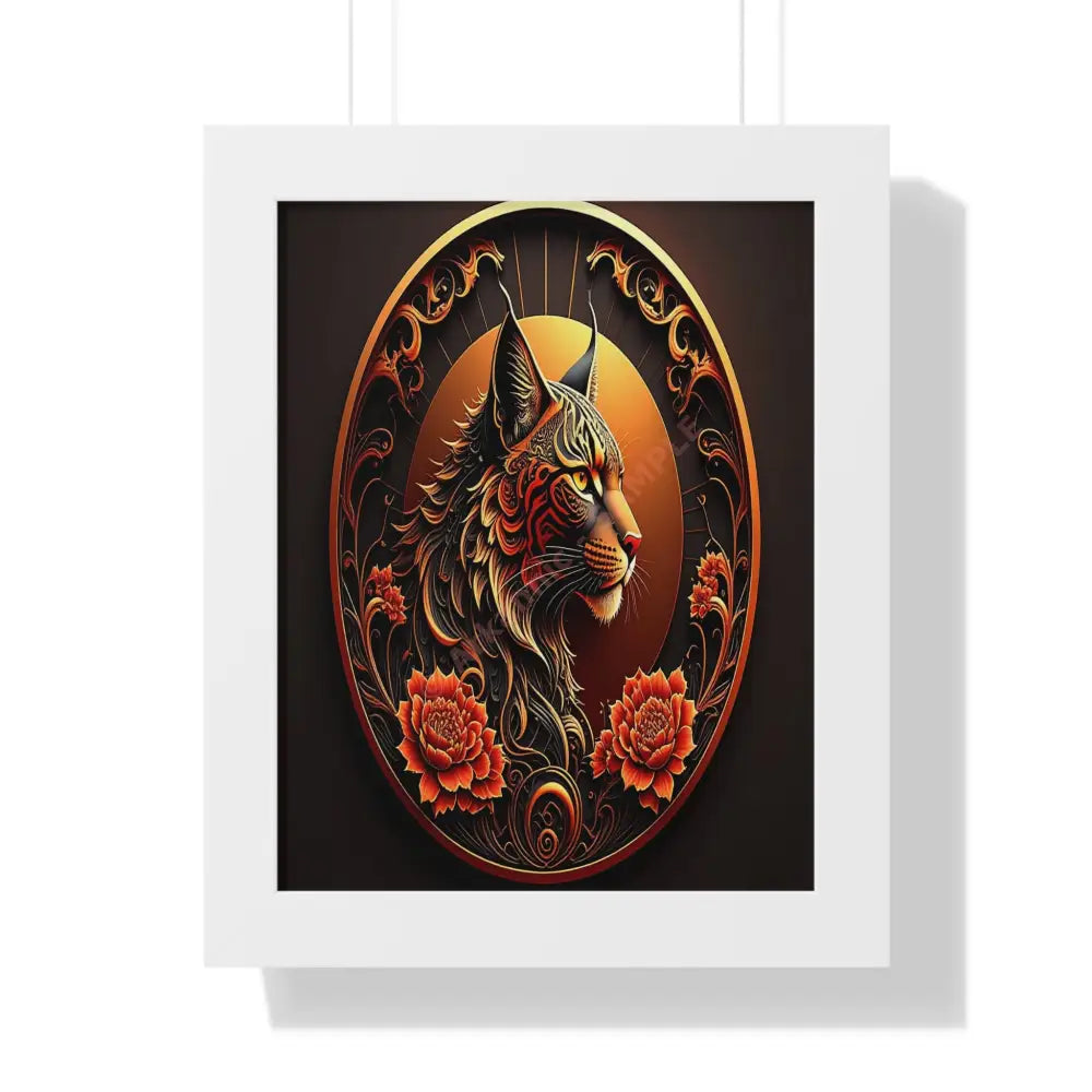 Regal Mane: Ornate Lion Portrait Tribal Digital IllustrationFramed Verticle Poster White / 11’’ x 14’’ Poster