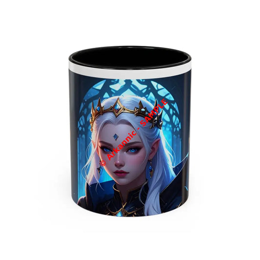 Regal Sorceress - Fantasy Art Drinkware Galactic Gift for Dog Lovers Celestial Home Decor Unique Art Mug 11oz / Black