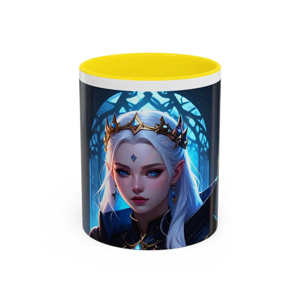 Regal Sorceress - Fantasy Art Drinkware Galactic Gift for Dog Lovers Celestial Home Decor Unique Art Mug 11oz / Yellow