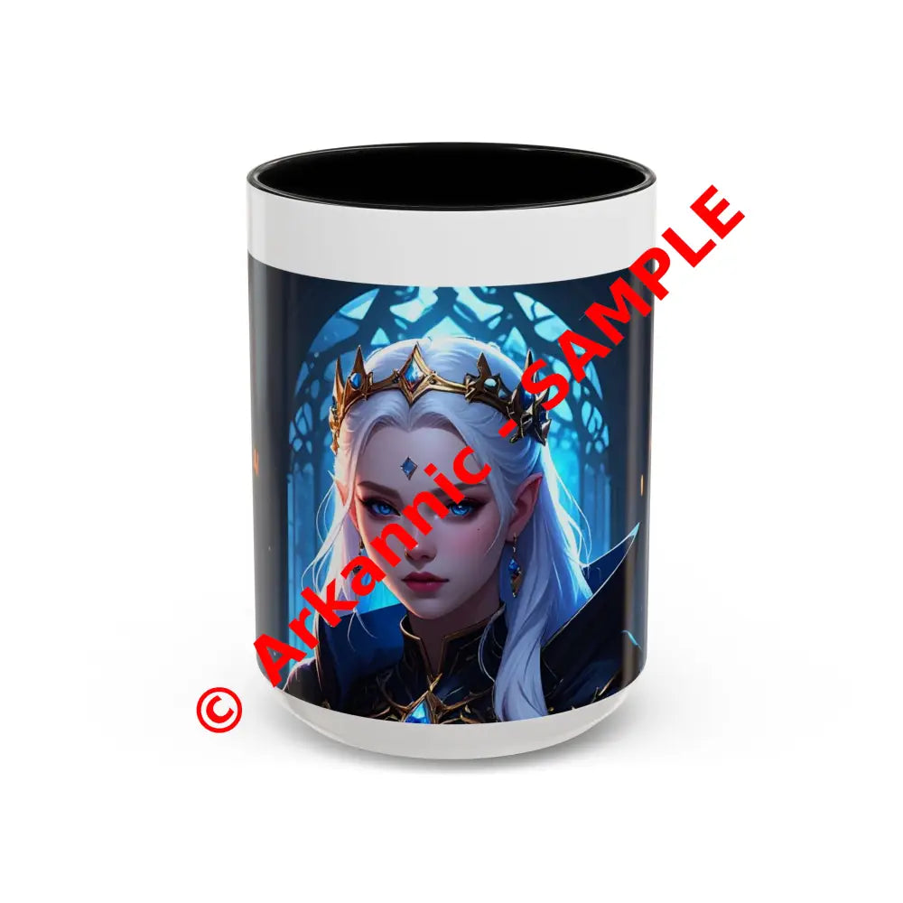 Regal Sorceress - Fantasy Art Drinkware Galactic Gift for Dog Lovers Celestial Home Decor Unique Art Mug 15oz / Black