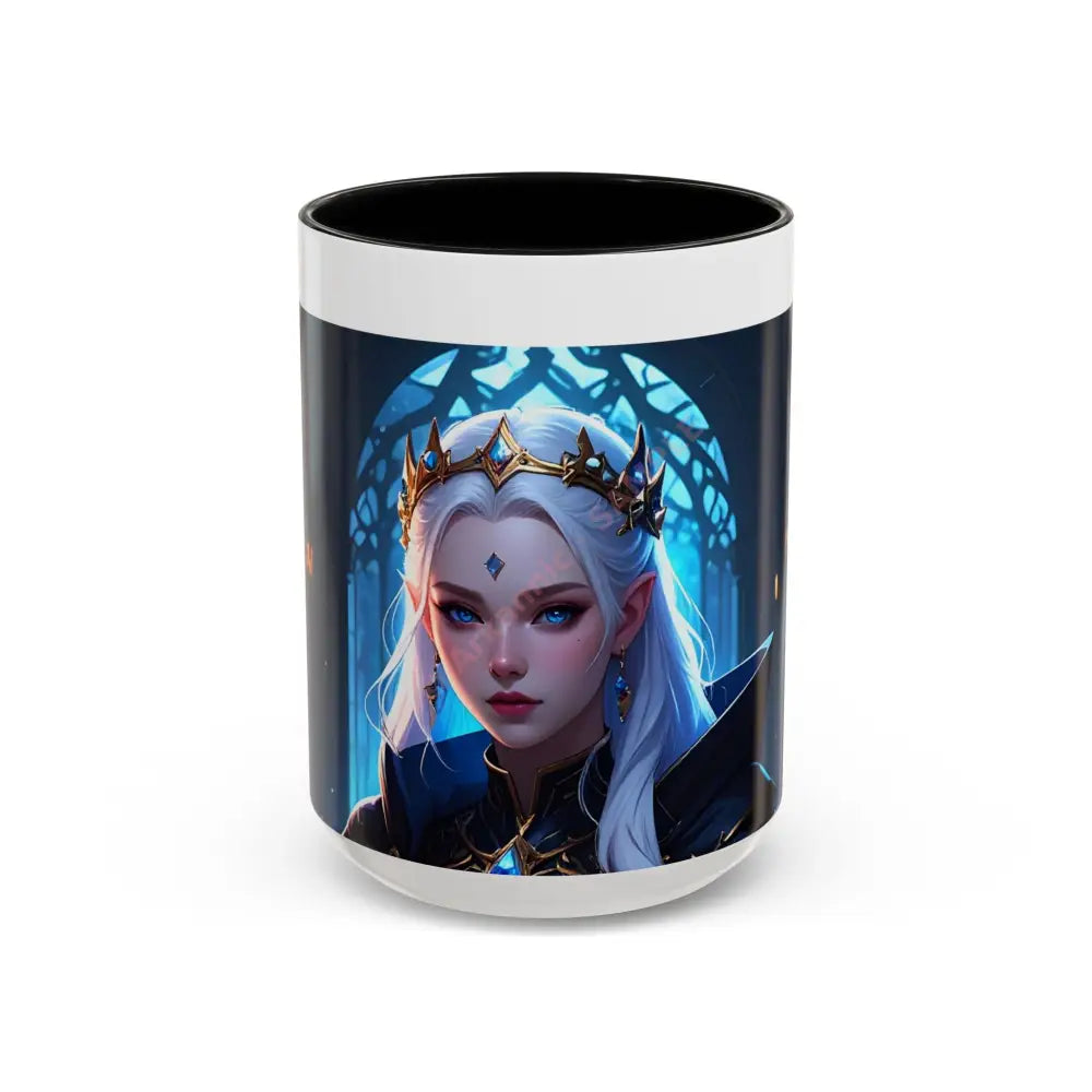 Regal Sorceress - Fantasy Art Drinkware Galactic Gift for Dog Lovers Celestial Home Decor Unique Art Mug 15oz / Black