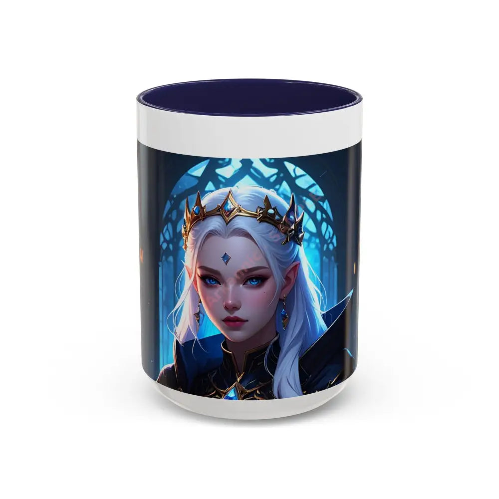 Regal Sorceress - Fantasy Art Drinkware Galactic Gift for Dog Lovers Celestial Home Decor Unique Art Mug 15oz / Navy Mug