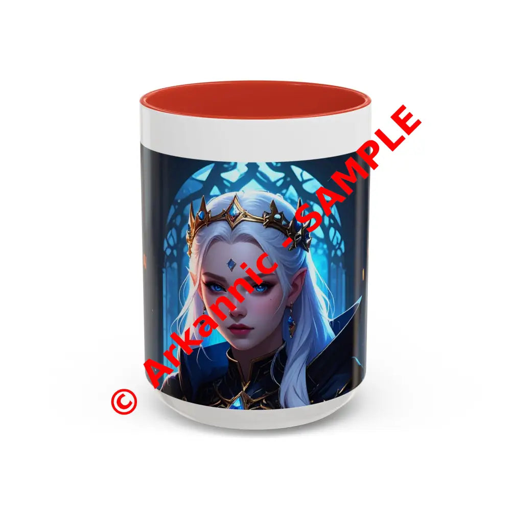 Regal Sorceress - Fantasy Art Drinkware Galactic Gift for Dog Lovers Celestial Home Decor Unique Art Mug 15oz / Red Mug