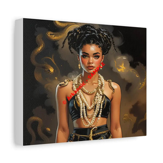 Serpent’s Embrace: Mythical Feminine Power Digital Fantasy PortraitCanvas 10’’ x 8’’ (Horizontal) / 1.25’’ Canvas