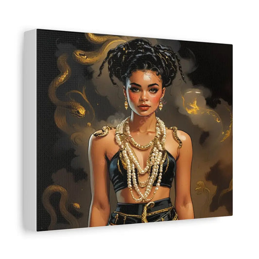 Serpent’s Embrace: Mythical Feminine Power Digital Fantasy PortraitCanvas 10’’ x 8’’ (Horizontal) / 1.25’’ Canvas