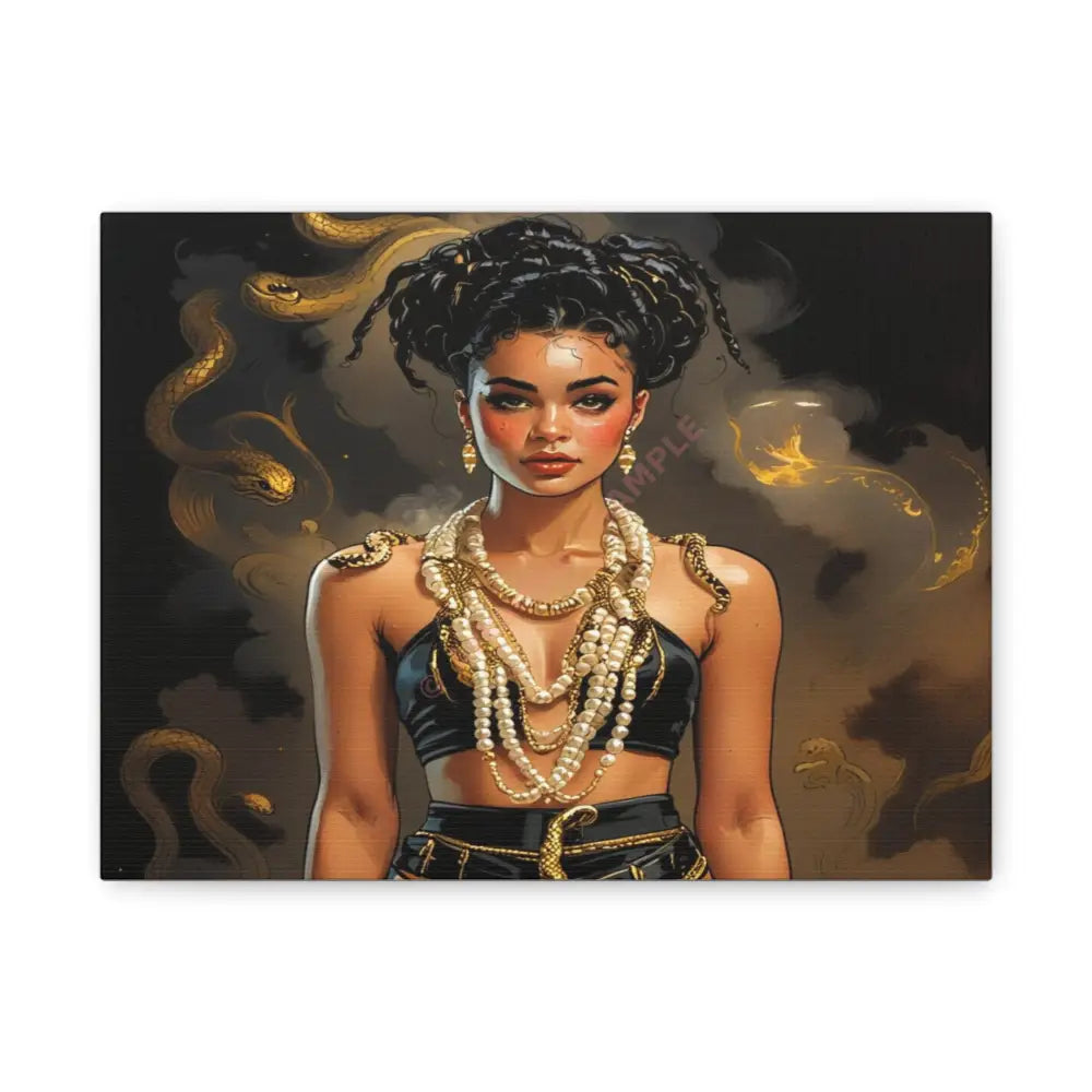 Serpent’s Embrace: Mythical Feminine Power Digital Fantasy PortraitCanvas 12’’ x 9’’ (Horizontal) / 1.25’’ Canvas