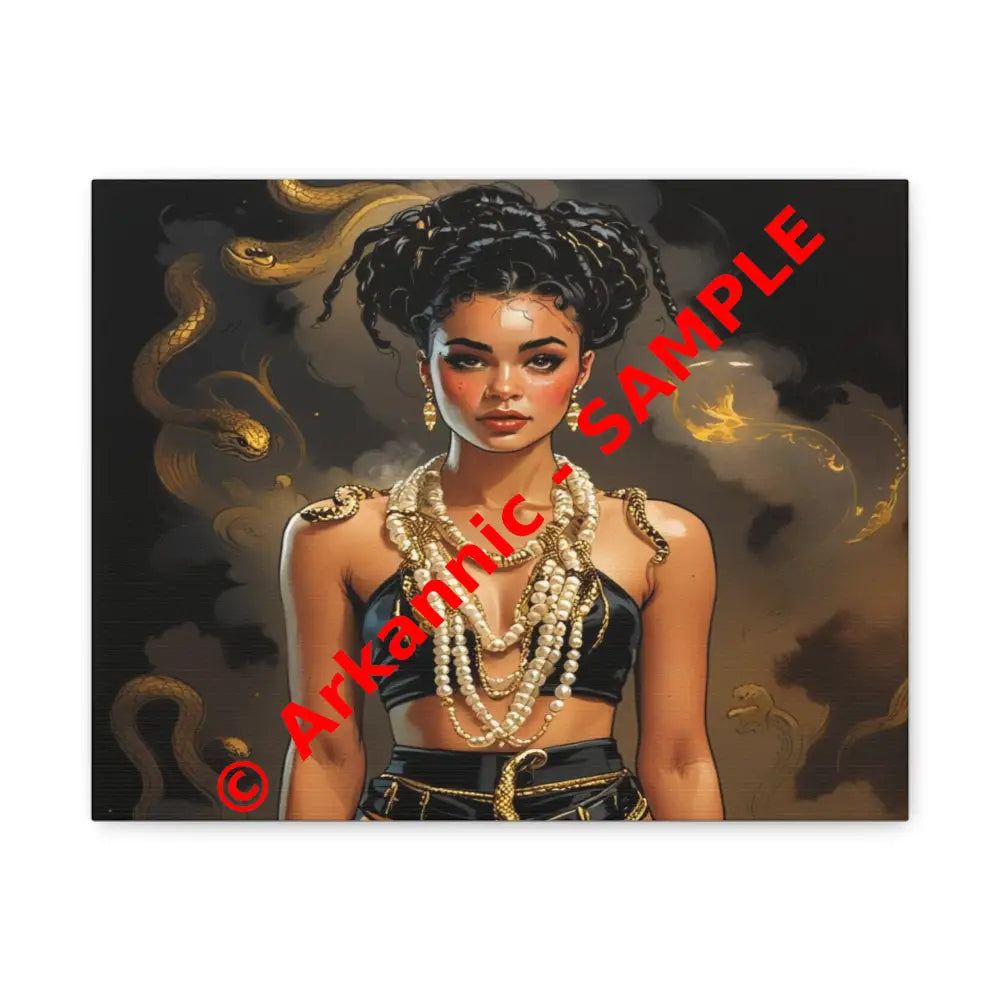Serpent’s Embrace: Mythical Feminine Power Digital Fantasy PortraitCanvas 14″ x 11″ (Horizontal) / 1.25’’ Canvas