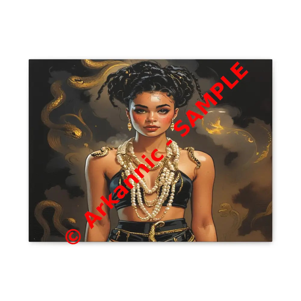 Serpent’s Embrace: Mythical Feminine Power Digital Fantasy PortraitCanvas 16″ x 12″ (Horizontal) / 1.25’’ Canvas