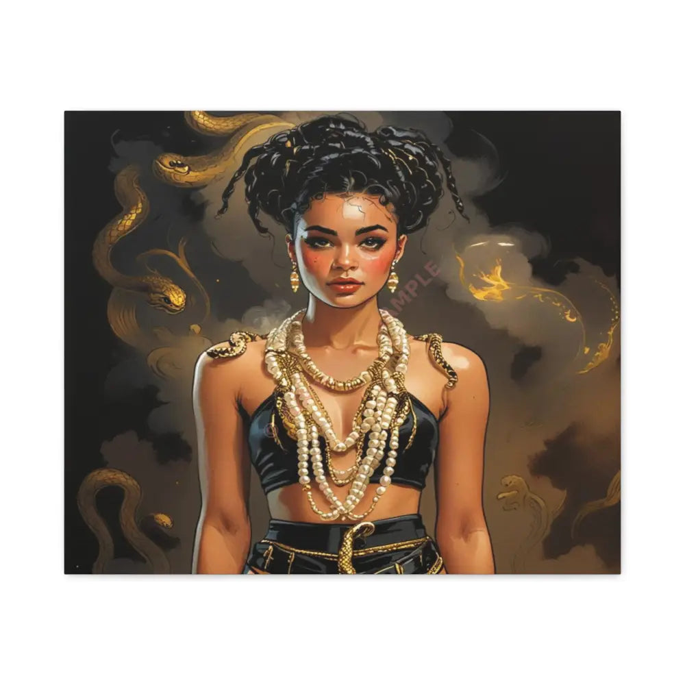 Serpent’s Embrace: Mythical Feminine Power Digital Fantasy PortraitCanvas 24’’ x 20’’ (Horizontal) / 1.25’’ Canvas