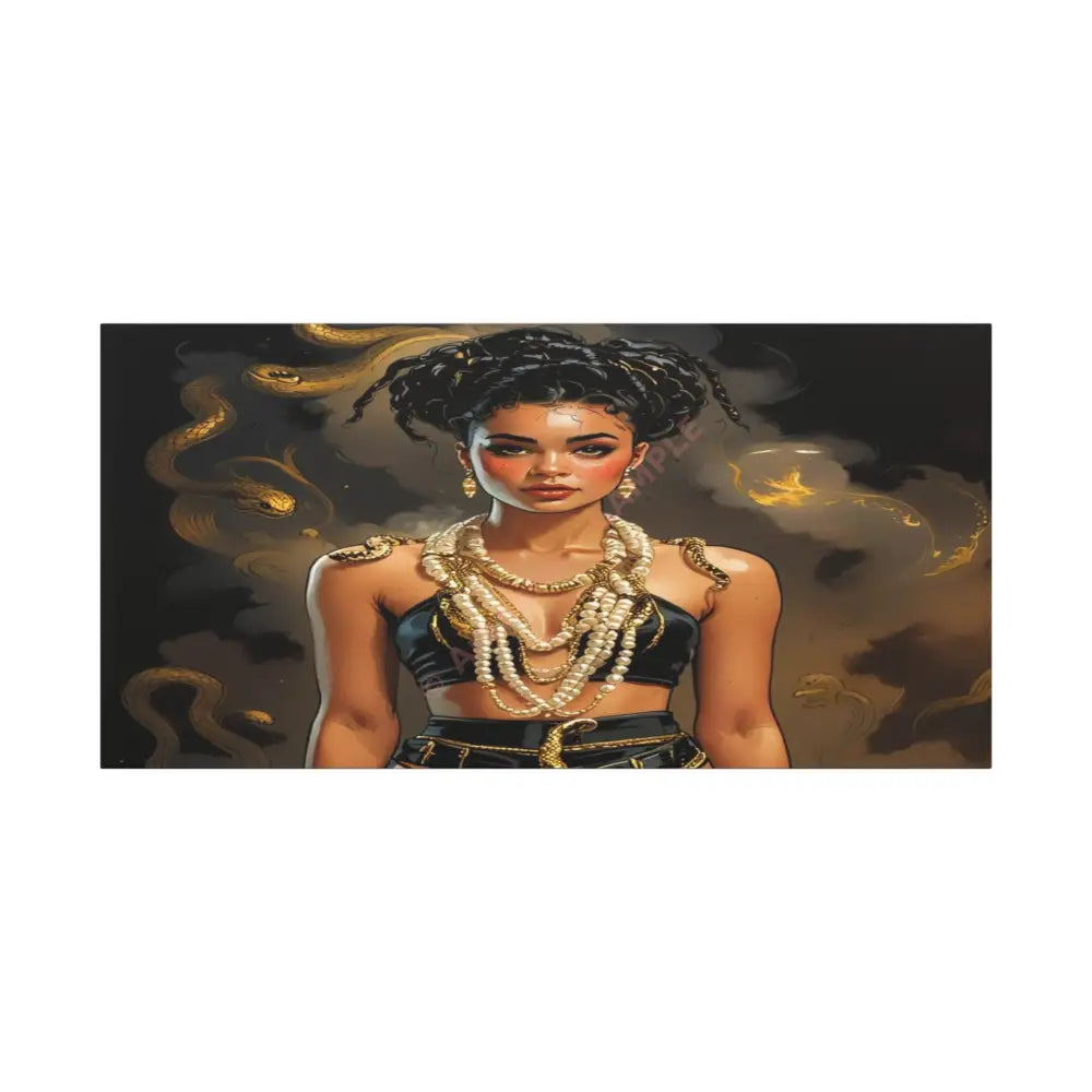 Serpent’s Embrace: Mythical Feminine Power Digital Fantasy PortraitCanvas 30’’ x 15’’ (Horizontal) / 1.25’’ Canvas