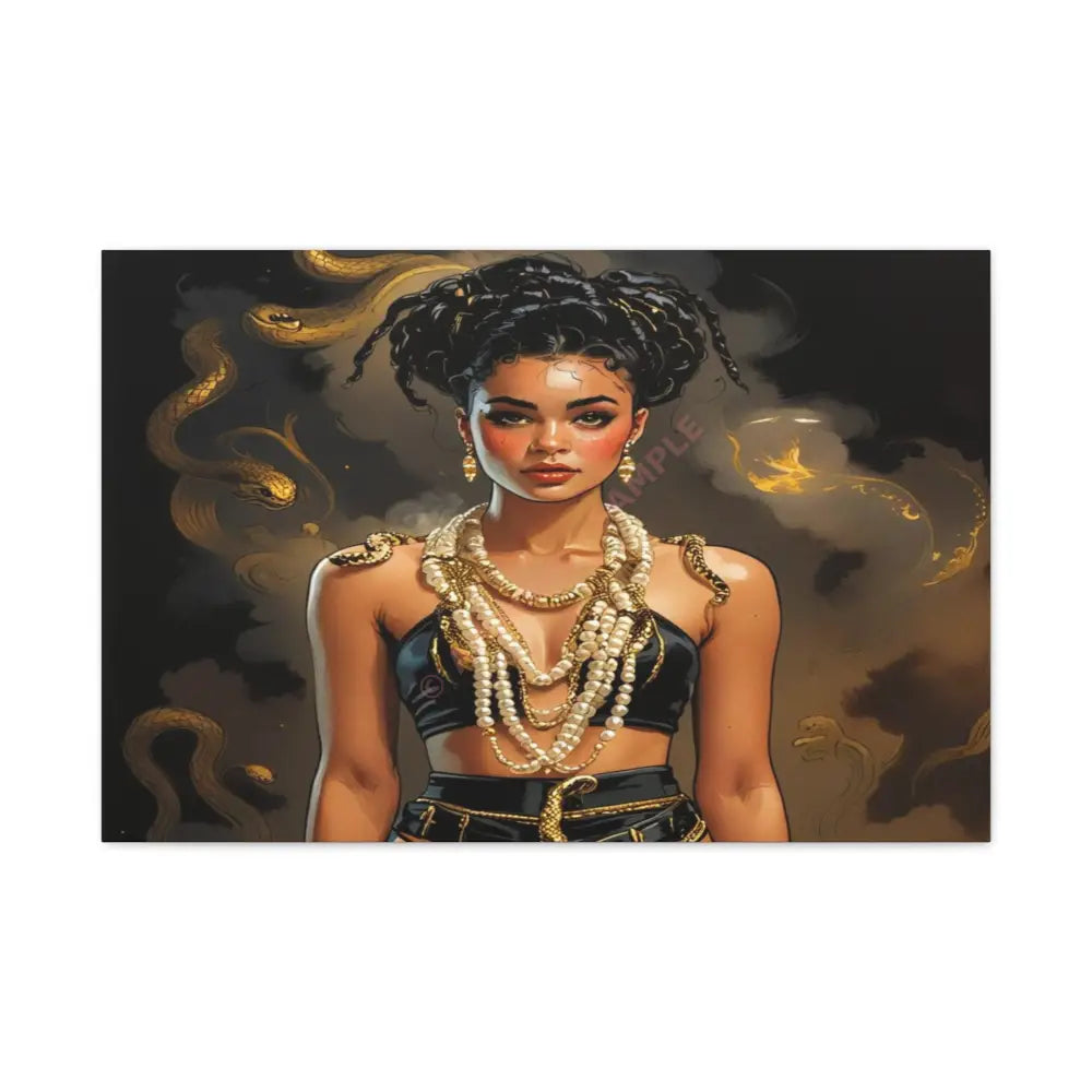 Serpent’s Embrace: Mythical Feminine Power Digital Fantasy PortraitCanvas 30″ x 20″ (Horizontal) / 1.25’’ Canvas