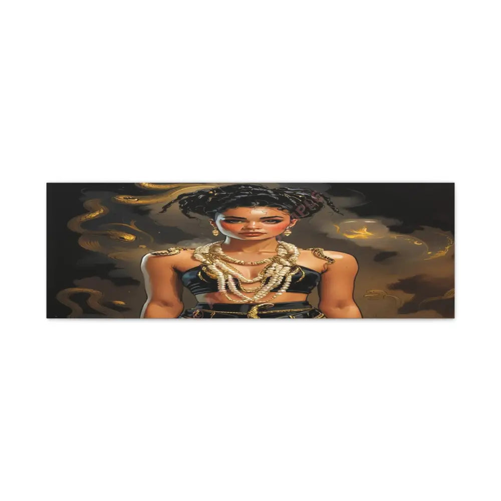 Serpent’s Embrace: Mythical Feminine Power Digital Fantasy PortraitCanvas 36’’ x 12’’ (Horizontal) / 1.25’’ Canvas