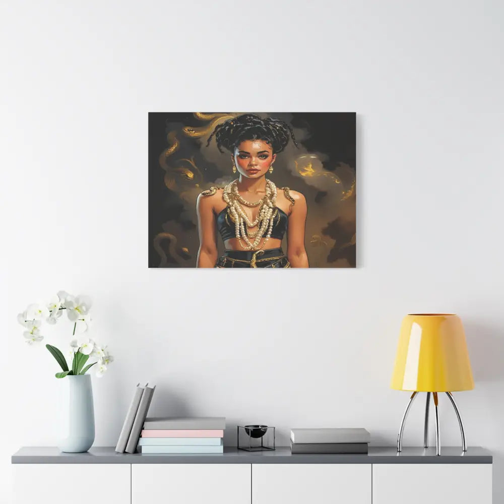 Serpent’s Embrace: Mythical Feminine Power Digital Fantasy PortraitCanvas Canvas