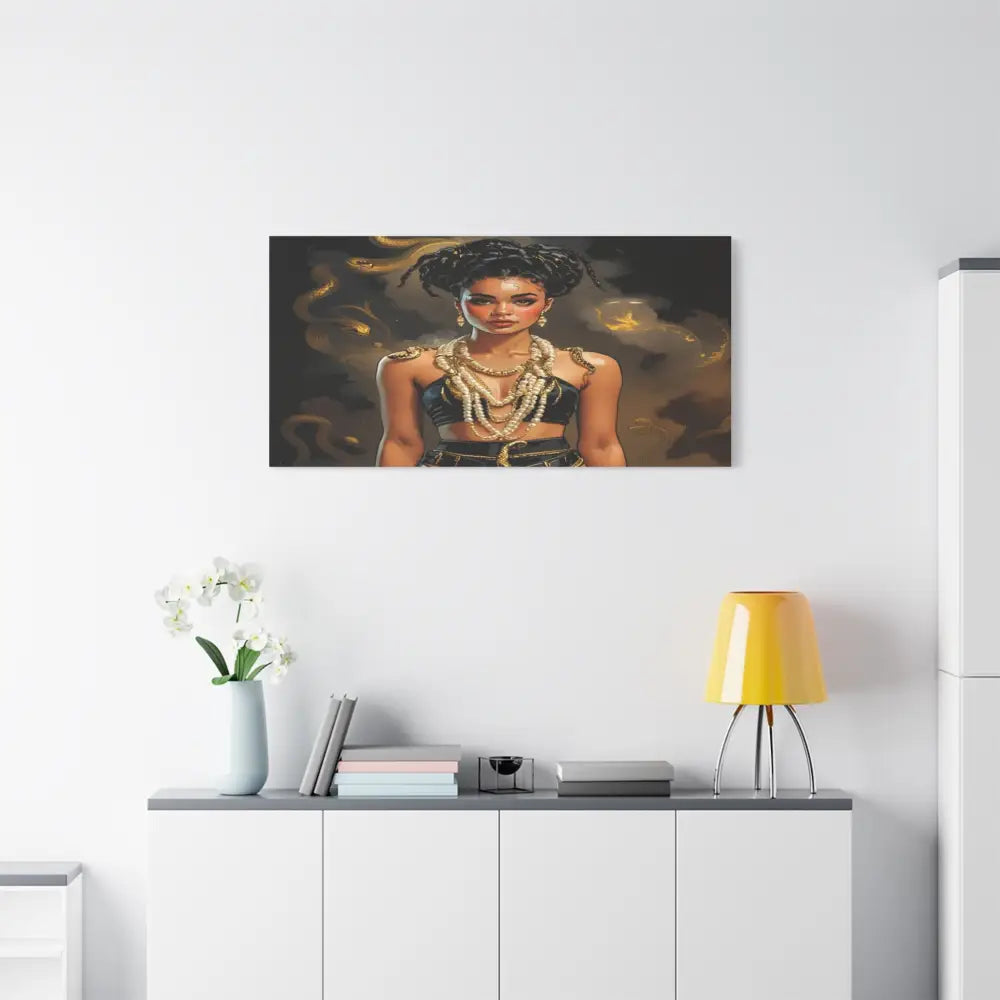 Serpent’s Embrace: Mythical Feminine Power Digital Fantasy PortraitCanvas Canvas