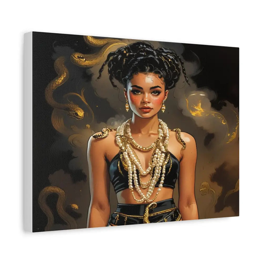 Serpent’s Embrace: Mythical Feminine Power Digital Fantasy PortraitCanvas Canvas