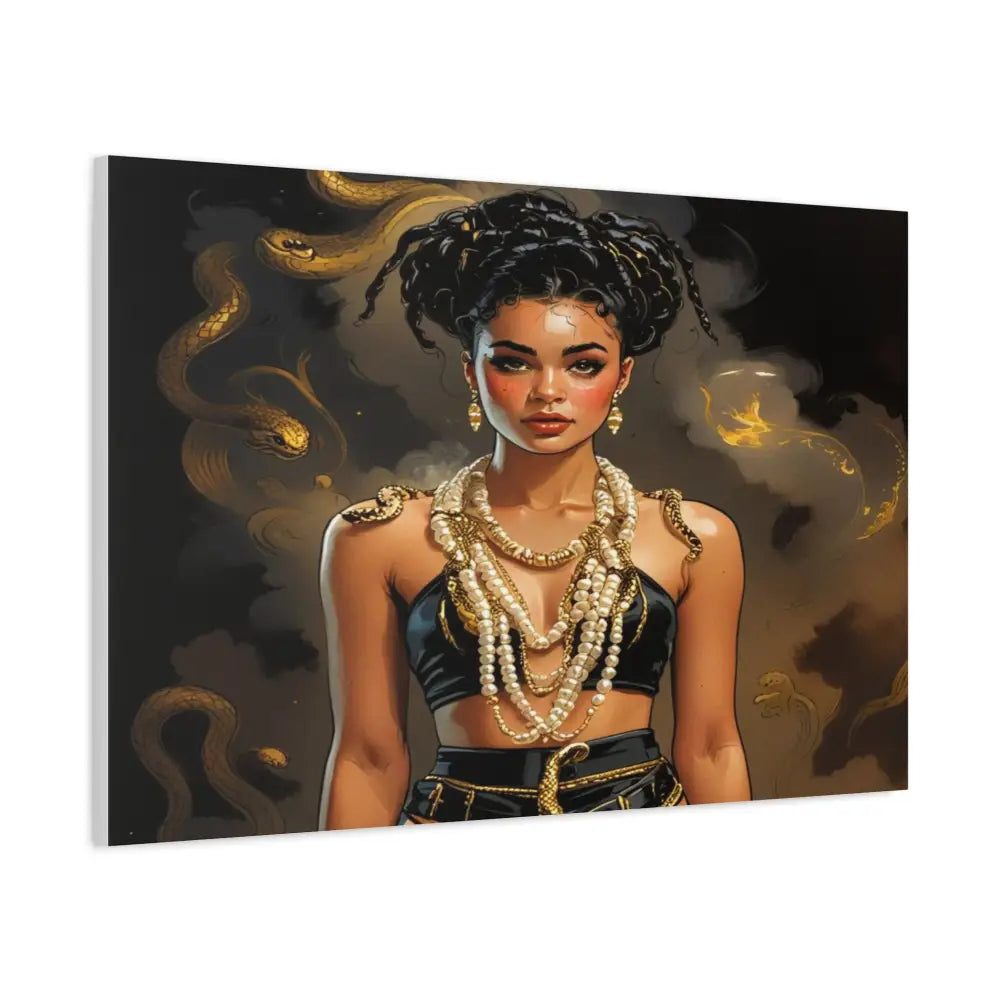 Serpent’s Embrace: Mythical Feminine Power Digital Fantasy PortraitCanvas Canvas