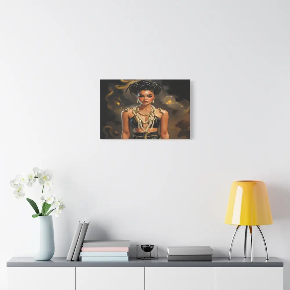 Serpent’s Embrace: Mythical Feminine Power Digital Fantasy PortraitCanvas Canvas