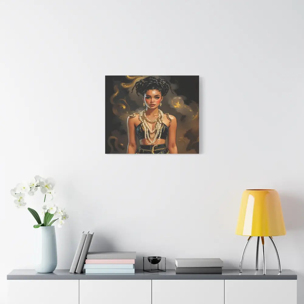 Serpent’s Embrace: Mythical Feminine Power Digital Fantasy PortraitCanvas Canvas