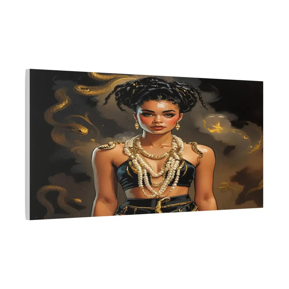 Serpent’s Embrace: Mythical Feminine Power Digital Fantasy PortraitCanvas Canvas