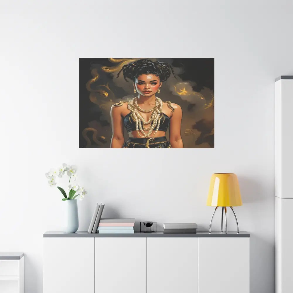 Serpent’s Embrace: Mythical Feminine Power Digital Fantasy PortraitCanvas Canvas