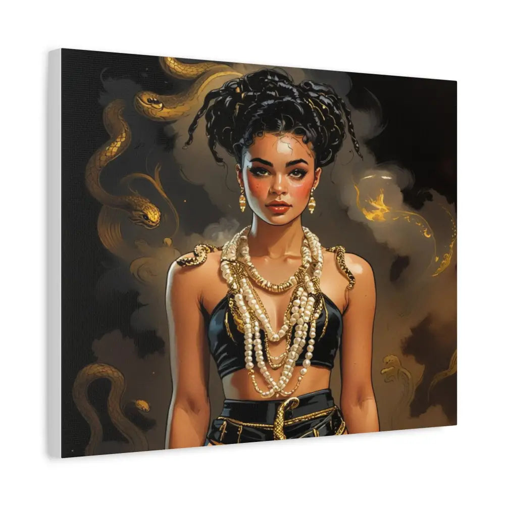 Serpent’s Embrace: Mythical Feminine Power Digital Fantasy PortraitCanvas Canvas