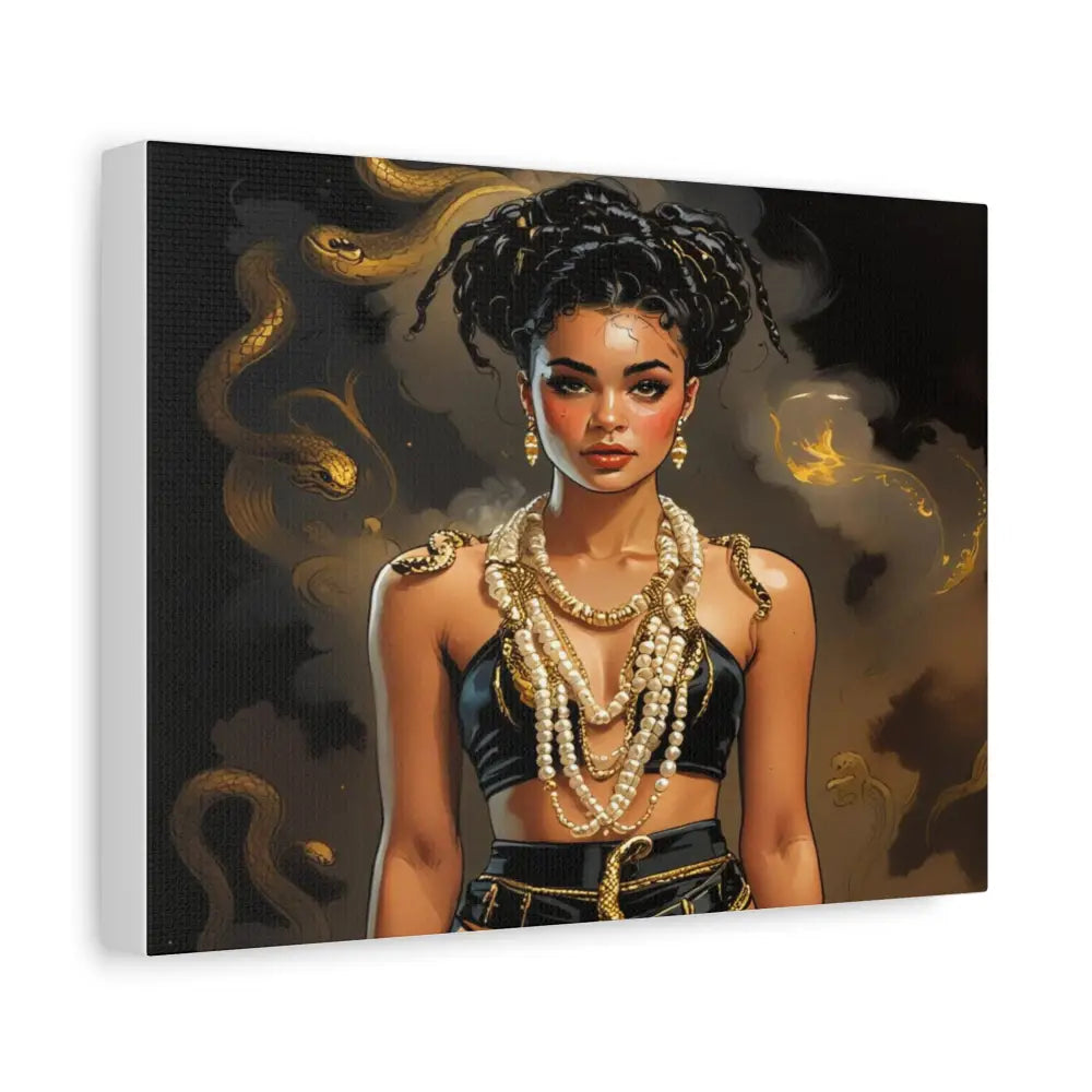 Serpent’s Embrace: Mythical Feminine Power Digital Fantasy PortraitCanvas Canvas