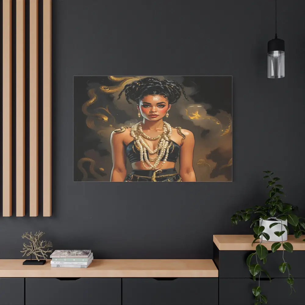 Serpent’s Embrace: Mythical Feminine Power Digital Fantasy PortraitCanvas Canvas