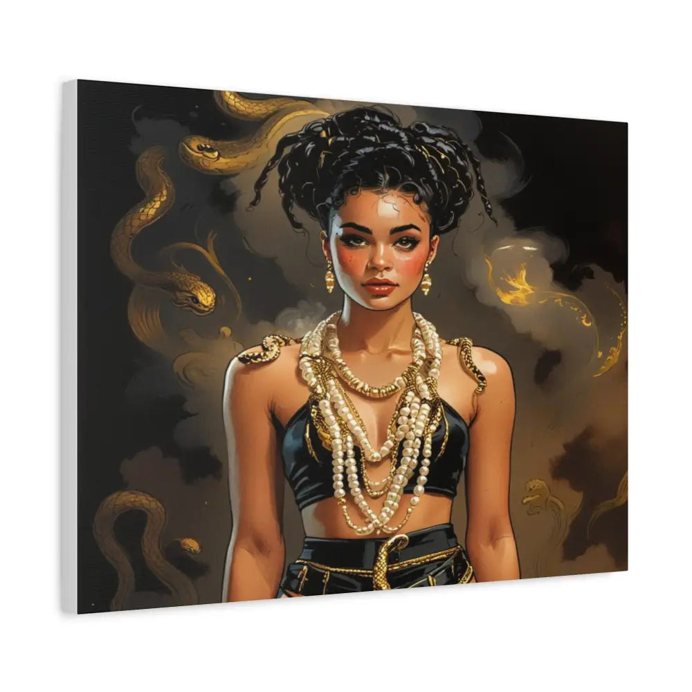 Serpent’s Embrace: Mythical Feminine Power Digital Fantasy PortraitCanvas Canvas