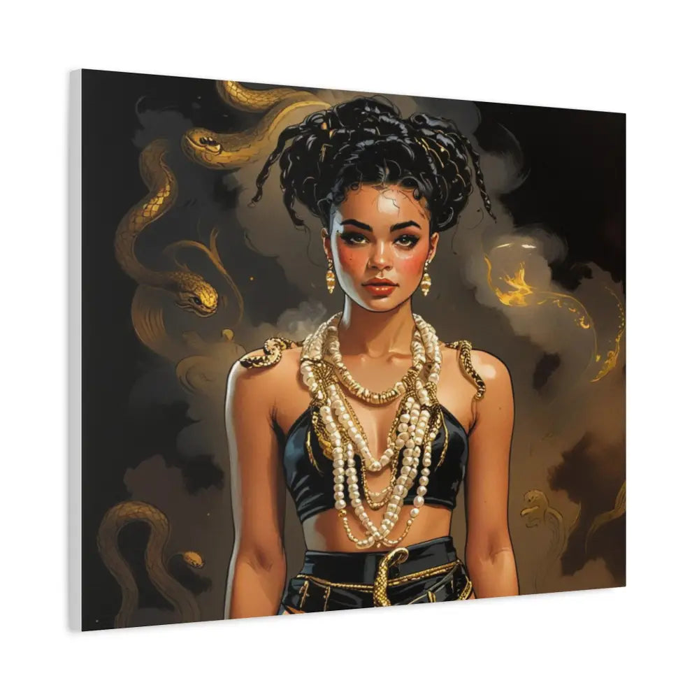 Serpent’s Embrace: Mythical Feminine Power Digital Fantasy PortraitCanvas Canvas