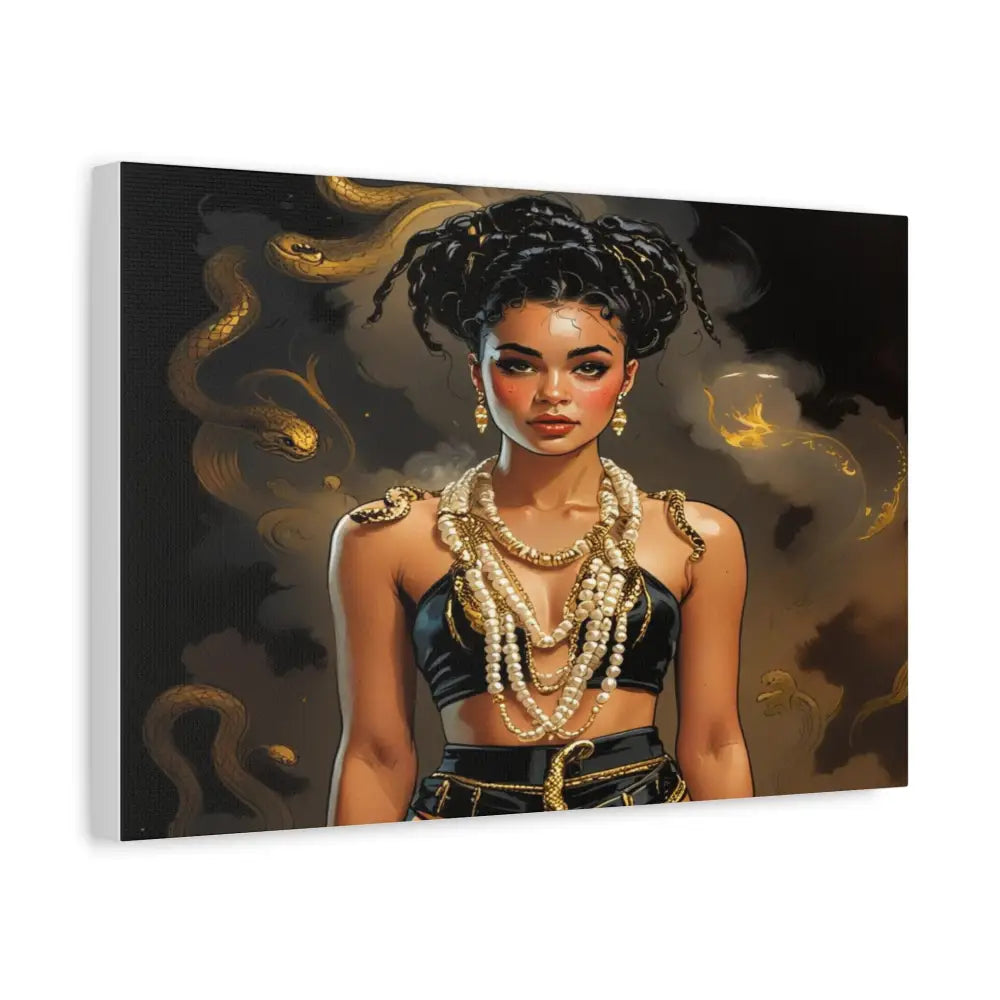 Serpent’s Embrace: Mythical Feminine Power Digital Fantasy PortraitCanvas Canvas