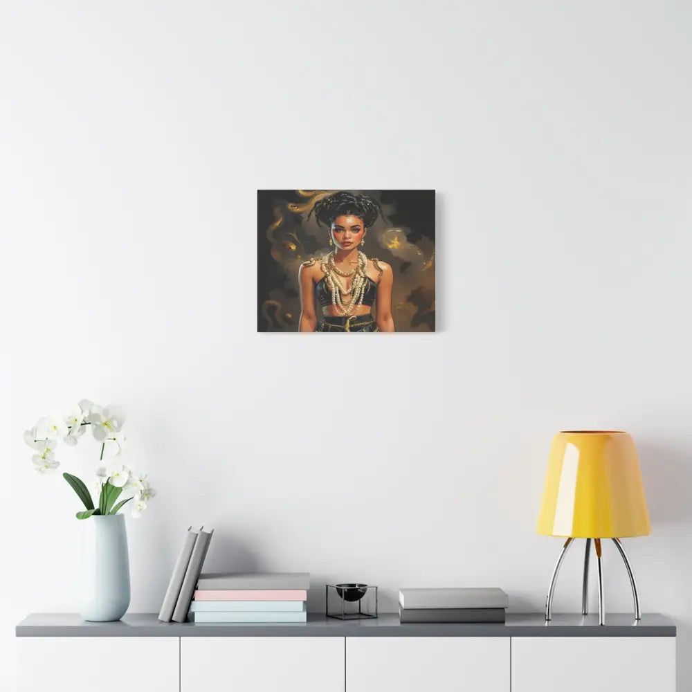Serpent’s Embrace: Mythical Feminine Power Digital Fantasy PortraitCanvas Canvas