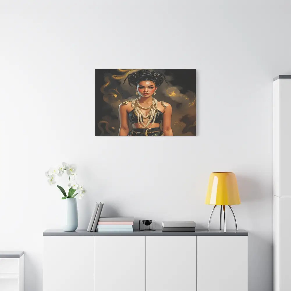 Serpent’s Embrace: Mythical Feminine Power Digital Fantasy PortraitCanvas Canvas