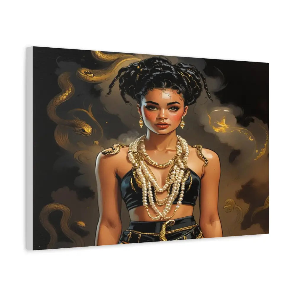 Serpent’s Embrace: Mythical Feminine Power Digital Fantasy PortraitCanvas Canvas